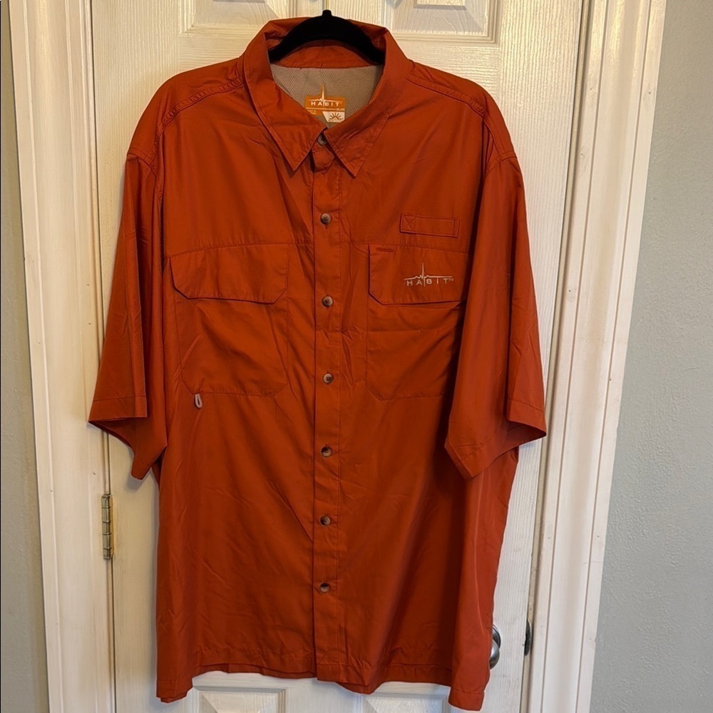 HABIT Casual Orange Button Down Shirt with Short Sleeves #258
